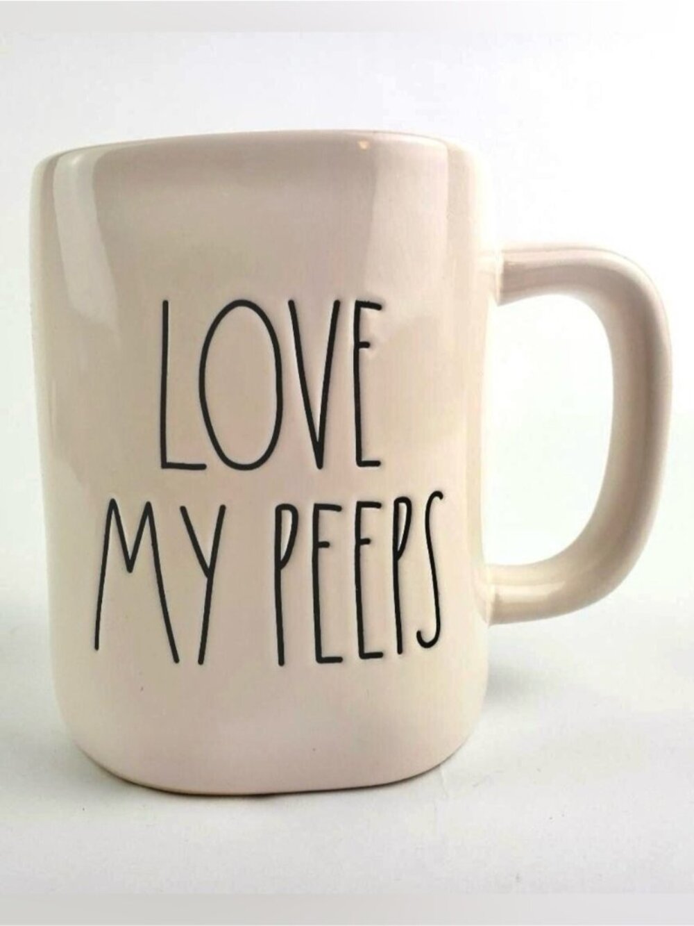 Rare Rae Dunn Magenta “LOVE MY PEEPS” ceramic mug Easter Ivory cute farmhouse
